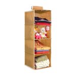 PrettyKrafts Hanging 4 Shelves Wardrobe Organiser – Beige