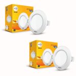 Wipro Garnet 5W Round Downlight Junction Box | Red | Glare-Free Design | Recessed Down light for False Ceiling | Cutout ∼ 3 inch | Pack of 2