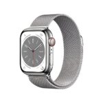 Apple Watch Series 8 [GPS + Cellular 41 mm] smart watch w/Silver Stainless Steel Case with Silver Milanese Loop. Fitness Tracker, Blood Oxygen & ECG Apps, Always- On Retina Display, Water Resistant