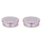 STEELLOCK Airtight Stainless Steel Containers for Kitchen – Food Storage Containers with Lids Leak Proof For Fridge Office Kids School (750 ml, Pink, Pack of 2, SL-1401)