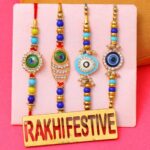 Perpetual Rakhi for Brother and Bhabhi Eco Friendly Lord Ganesha Idol for Home Décor and Rakhi for Brother Set of 4
