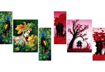 SAF paintings Beautiful Combo – Set of 3 Lord Radha Krishna Flute Love & Peacock Greenery Beautiful & Set Of 3 Couple Beautiful Painting (12 X 18 Inch)