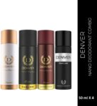 DENVER Black Code,Caliber,Honour & Imperial Nano Deo Long Lasting Set of 4 Deodorant Spray – For Men(200 ml, Pack of 4)