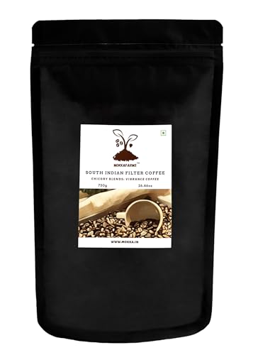 MokkaFarms Traditional South Indian Filter Coffee 750g – Vibrance Coffee | 80% Coffee, 20% Chicory | Fresh Roast & Ground, Strong, Flavour | Farm to Fork, Estate Coffee | One-way Valve Zip-lock Bag |