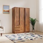 Amazon Brand – Solimo Raptor Engineered Wood 3 Door Wardrobe (3 Drawers with Wrapping Handle, Columbia Finish)