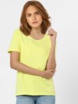 VERO MODA Solid Women Round Neck Green T-Shirt