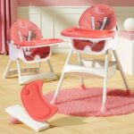 R For Rabbit Sugar Doodle High Chair | 2 in 1 High Chair Cum Booster Chair | Newborn Feeding Chair | Kids High Chair | Dual Detachable and Adjustable Meal Tray | Age 0.6 to 5 Years | 6 Months Warranty | (Indian Red)