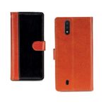 Pinaaki Enterprises Samsung Galaxy M01 Case | Premium Leather Finish | with Card Pockets | Wallet Stand |Complete Protection Cover for Samsung Galaxy M01 – Camel and Black