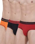 one8 by Virat Kohli Men’s Cotton Brief (Pack of 3) (203L1_Brick Red/Black/Orange_Small_Brick Red/Black/Orange_S)