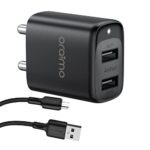 Oraimo Firefly 3 Mobile Charger, Dual USB Port 5V/2.4A Wall Charger,USB Wall Charger Adapter,Charging for 2 Devices,Compatible for Mobile,Headphones,TWS,Game Console,Power Banks-Black