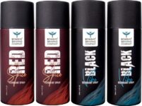 BOMBAY SHAVING COMPANY Red Spice & Black Vibe 150ml x 4 Combo Deodorant Spray – For Men(600 ml, Pack of 4)