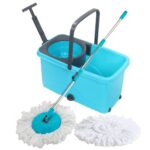 Proclean Prestige Bucket Spin Mop with Wheels & Drain Spout | Quick Spin Mop with 2 Microfiber Heads | Telescopic Pipe 19-22 MM | Bowl: Plastic | Color Sea Green