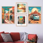 Kotart Premium Digital Paintings with Frame for Home Decoration – Iconic Cities Vibrant Painting for Living Room Bedroom Office Room Decor – Painting for Wall Decoration – Pack of 4 (Minimalist, Design 20)