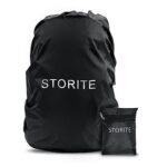 Storite Dust & Rain Cover For Standard Backpack With Pouch, Waterproof Dustproof Rain Cover Bag Elastic Adjustable For School, College,Office, Trekking Bags (30L-35L,Black)