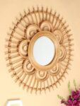 Habere India-All the Cultures Fabricating India Wall Mirror Bamboo | Round Bamboo Mirror | Wall Mirror | Wall Mirror for Living Room | Rattan Mirror | Cane Wall Mirror (Diameter 65 CM, Height 4 CM)