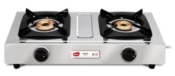 Pigeon By Stovekraft Aspire Stainless Steel Gas Stove 2 Burner I Manual Ignition I High Powered Brass Burner I ISI Certified I 2 Year Warranty