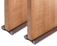 SAFESEED Door Bottom Double Sealing Adjustable Strip Guard – DG51 Draught Gap Seal Filler for Home Light Dust Insects Sound Proof Cool Hot AC Room Air Escape Protector Cover – Pack of 2 Durable Floor Mounted Door Sealing Strip Guard Floor Mounted Door Stopper(Brown)