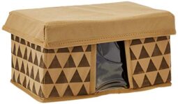 Amazon Brand – Solimo Printed Fabric Rectangular Storage Box, Medium, Set of 6, Brown