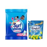 Comfort After Wash Morning Fresh Fabric Conditioner Pouch|| 2 ltr+Surf Excel Easy Wash Detergent Powder – 5 Kg