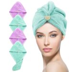 Story@Home, Microfiber Hair towel wrap, Hair towel, Hair drying bathrobe, towel cap, Super soft, Super Absorbent, Quick dry, 400 GSM- 66CM X 23CM- SET of 4