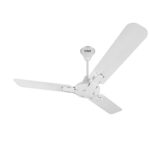 Hindware Smart Appliances Alita Pearl White 1200MM Ceiling Fan for Home Star Rated 380 RPM Energy Efficient High-Speed Air Delivery 47W Copper Motor with 3 Metallic Finish Alumimium Aerodynamic blade