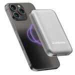 Ambrane MagSafe Wireless 10000mAh Fast Charging Power Bank, Strong Magnet, 22.5W Output for iPhone 12 & Above, Android & Other Qi Enabled Devices + Magnetic Ring (Aerosync Snap, Silver)