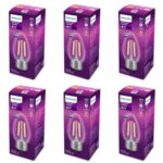 Philips 4-Watt 400-lumen Clear Candle E27 Base (Warm White, Pack of 6) – Decorative, Ambience for Chandeliers, Wall lights, Desk lamps, Floor lamps