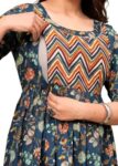 Women’s Pure Cotton All Over Printed Kurti Gown Feeding Dress Maternity Gown Feeding Nighty Kurti (X-Large, Blue Snake)