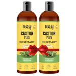Rey Naturals Cold Pressed Castor Oil plus Rosemary Essential Oil | Castor Oil for Hair Growth and Eyebrows & Eyelashes Growth | Premix of Castor and Rosemary Essential Oil| For Men & Women| 200ml * 2