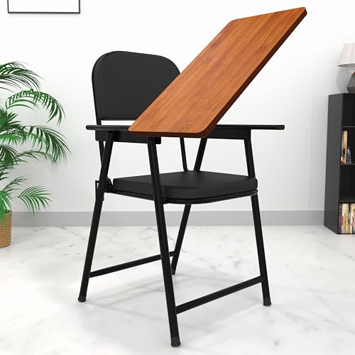 Honey Touch Folding Wrought Iron Chair with Cushion & Adjustable Writing Pad Multipurpose Ergonomic Design (with Tablet)