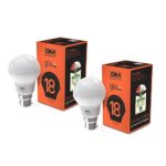 GM GLO – 18 Watt LED Bulb – B22 100 Lumens Per Watt – 6500K White – Cool Day Light (Pack of 2)
