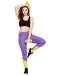 Clovia Women’s High Rise Active Tights with Coloured Panels (AB0120D15_Purple_M)
