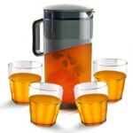 Ganesh 4 Water Glass and Jug Gift Set Transparent, Highball Water Glass and Jug Set for Dining Table – Color May Vary