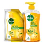 Dettol Body Wash and Shower Gel for Women and Men, Lime Fresh – 500ml With 450ml Refill | Soap-Free Bodywash | 12h Odour Protection