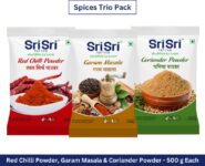 Sri Sri Tattva Spices Trio: Red Chilli Powder 500 g, Garam Masala 500 g, Coriander Powder 500 g(3 x 500 g)