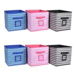 Amazon Brand – Solimo Printed Fabric Storage Box, Medium, Set of 6, Multicolor