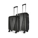 Aristocrat Air Pro Set of 2 Hard Luggage (55cm and 66cm) | Cabin and Medium Check-in Luggage | Lightweight Luggage with Strong Wheels, Secured Zip and Secured Combination Lock | Jet Black | Unisex