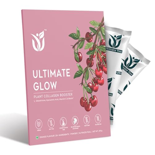Ultimate Glow | Natural Collagen Booster | Orange Flavour | 20+ Ingredients | Boost Skin Radiance and Glow,Strengthen Hair,Reduce Dark spots,Wrinkles,Acne and Scars | Vitamin C,Biotin,Zinc | Sachet 2 Pack