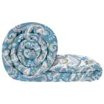 Story@Home Microfiber 180 GSM Soft Reversible All Weather Mild Winter Comforter/Blanket for Winter/Quilt/Duvet, Floral Double Bed Comforter 220 cm x 250 cm (Dusty Blue)