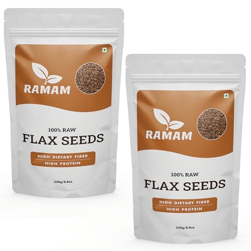 Ramam Flax Seeds 500gm | Natural Raw Flax seeds for Eating | High Dietary Fiber | Rich in Magnesium |Helps in Manage Blood sugar levels & Heart Health | Helps in Hair Growth| Alsi Seeds- 500gm