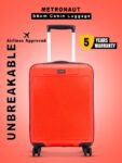 METRONAUT Hero 20 Inch Candle Red Premium PP Hard-Sided Luggage Trolley with Number Lock Cabin Suitcase 4 Wheels – 20 inch