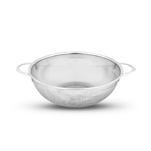 GLUN Stainless Steel Colander Strainer Drainer with Handle (Silver)