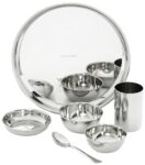 Amazon Brand – Solimo Dinner Set|Stainless Steel Solid|Mirror Finish|Set of 6