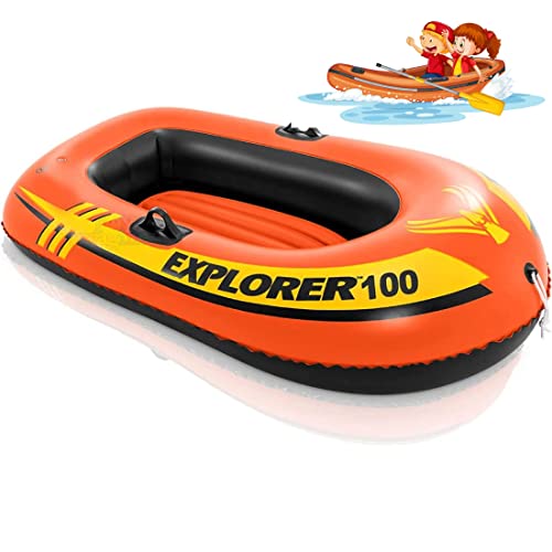 Toy Imagine� Explorer 100 1 Person Portable Orange Inflatable Poly Vinyl, Kids Adventure, Rafting, Small Boats for Pools and Lakes