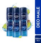 NIVEA Fresh Active Long Lasting Anti-Perspirant Deodorant Spray – For Men(450 ml, Pack of 3)