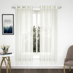 Story@Home Crystal Sheer Window Curtains 5 feet long set of 2 Linen Look Semi Transparent Voile Grommet, White, Zig Zag,118 cm X 152 cm, Pack of 2