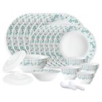 Larah by Borosil Silk Series Stardust Opalware Dinner Set | 35 Pieces for Family of 6 | Microwave & Dishwasher Safe | Bone-Ash Free | Crockery Set for Dining & Gifting | Plates & Bowls | White