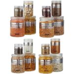 Amazon Brand – Solimo – Silverline Set of 16 Jars with Plastic Cap – 100% Food Grade