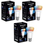 Panasonic B22 9 Watt Wi-Fi Enabled Smart Bulb, Compatible with Amazon Alexa and Google Assistant (16M Colours + Shades of White + Dimmable + Tuneable), Pack of 3
