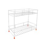 GLUN Stainless Steel 2-Tier Countertop Spice Container Organizer Rack, Complete with Shelf Liner for Versatile Uses